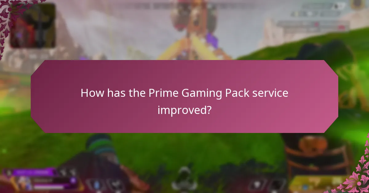 How has the Prime Gaming Pack service improved?